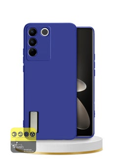 Buy Liquid Silicone Ultra Thin Phone Stylish Case Cover For Vivo V27 2023 Navy Blue in Saudi Arabia