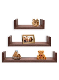 Buy 3-Piece Wall Mounted Floating Shelves - Brown in UAE