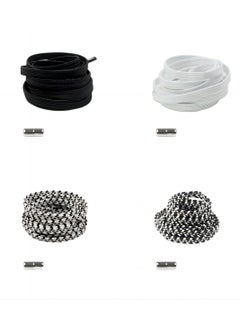 Buy 4 Pairs Of Tie Free Shoelaces In White/Black/Black Dots On A White Background/White Dots On A Black Background in Saudi Arabia