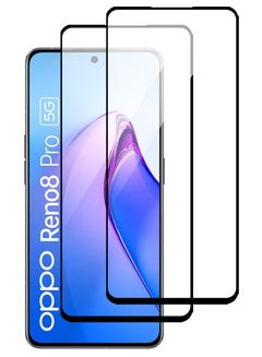 Buy Pack of 2 Tempered Glass Screen Protector With 9H hardness For Oppo Reno 8 Pro in UAE