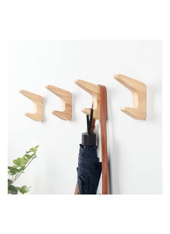 اشتري 4PCS Minimalist Wood Wall Hooks,  Modern Wooden Wall Mounted Hooks Natural Wooden Coat Hook Rack Mounted Wooden Pegs Wall Coat Hook Simplistic Wall Mounted Hooks for Hanging Hat, Towel, Robe, Bag في الامارات