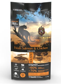 Buy AMBROSIA STERILIZED ADULT CATS FRESH SALMON and CHICKEN 1.5KG in UAE