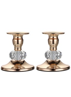 اشتري Crystal Ball Vintage Taper Candle Holders Set, Modern Metal Glass Candlestick Holders Decorative Candelabra Candle Stand Taper Candle Sticks Holder Decoration for Wedding Party Décor (Pack of 2) في الامارات