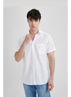 Buy Man Slim Fit Polo Neck Woven Short Sleeve Shirt in Egypt