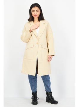 اشتري Women Wool Trench Coat, Mushroom Cream في الامارات