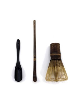 اشتري Matcha Whisk Set Black Chasen Tea Whisk Black Chashaku Hooked Bamboo Scoop Black Deep Scoop 1 Set في الامارات