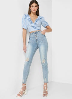 Buy Skinny Fit Jeans With Distress Detail in UAE