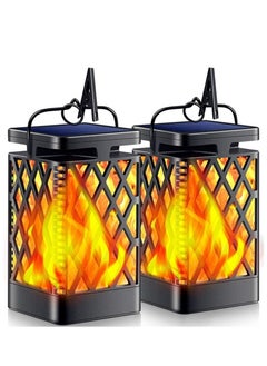 اشتري Solar Outdoor Lantern, 2 Pack Flickering Flame Waterproof Hanging Lanterns, Yard Decorative Lanterns with Solar Powered, AUTO ON/Off LED Flame Garden Lights for Landscape, Porch, Tree, Patio في الامارات