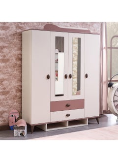 Buy Maybelle 4-Door Wardrobe with 2 Drawers and 2 Mirrors 160.5 x 211 x 50 cm in Saudi Arabia