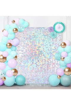 Buy Shimmer Wall Backdrop, 24PCS Rainbow Square Sequins Shimmer Backdrop Decoration Panels, Photo Backdrops for Baby Shower Mermaid Unicorn Birthday Anniversary Wedding Decoration(Rainbow Silver) in UAE