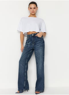 Buy Blue More Sustainable Ripped High Waist Wide Leg Jeans TWOSS24JE00023 in Egypt