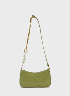 Buy Croc Baguette Shoulder Bag With Pearl Strap in Saudi Arabia