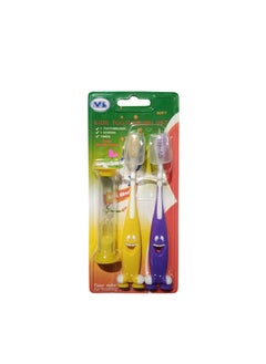 Buy Soft toothbrush for children two pieces plus an hourglass in Saudi Arabia