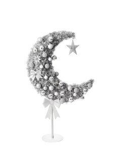 Buy Homesmiths Ramadan Crescent Moon Tree Silver Color 90cm  with 60 string Lights Battery Operated, 8 Balls, Star & Bow in UAE