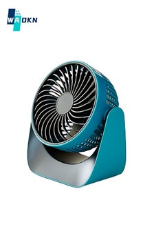 اشتري 2000mAh Battery Desk Fan, Air Circulator, Portable USB Desk Fan, 360° Adjustable Tilt, 3 Speed Settings, Home, Office, Bedroom Small Fan (Blue) في السعودية