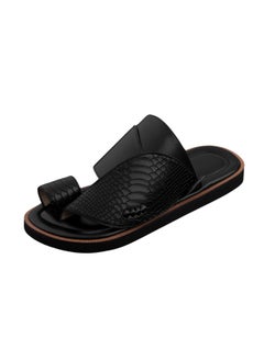 Buy Black ostrich leg pattern arabic sandals in Saudi Arabia