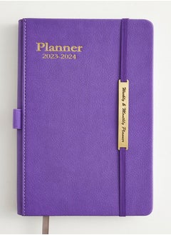 Buy Academic Weekly & Monthly Planner Daily Planner with Monthly Tabs, Leather Cover + Month Label + Thick Paper + Elasticated String on the side in UAE