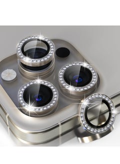Buy Glittering Diamond Camera Lens Protector Protective Phone Accessories for iPhone 15 Pro Max/15 Pro (Titanium) in Egypt