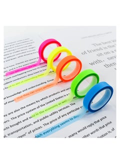 اشتري 5 Rolls Highlighter Tape Transparent Marking Sticker Removable Fluorescent Colored Tags for Reading Class 16 ft Per Roll في الامارات