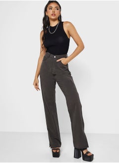 Buy Classic Mom Jeans With Slit Hem in Saudi Arabia