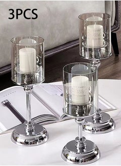 Buy 3pcs Candle Holder European Candle Holder Crystal Candlestick Applicable To Home Furnishing Decoration Romantic Party  Wedding Anniversary Family Party Silvery in Saudi Arabia