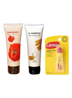 Buy Hand and lip care set 2pcs hand cream + 1pc Carmex lip balm in Saudi Arabia