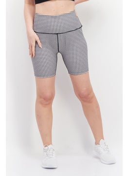 Buy Women Checkerboard Legging Short, Black/White in Saudi Arabia