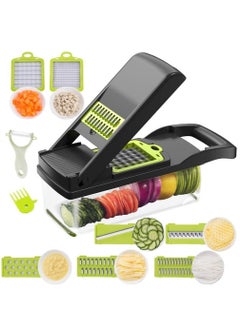 اشتري Vegetable Chopper Mandoline Slicer Cutter Chopper and Grater 11 in 1 Interchangeable Blades with Colander Basket and Container في الامارات