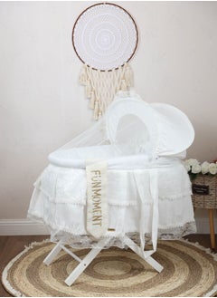 Buy Portable Baby Moses Basket Cot with Durable Stand White Color in Saudi Arabia