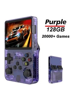 اشتري R36S Handheld Retro Gaming Console Linux System with 128G TF Card, Preloaded with 15000+ Games, Retro Video Game Console 3.5-inch IPS Screen (Purple 128G) في السعودية