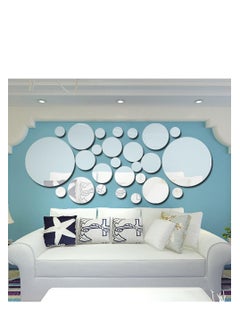 Buy 26PcsSet Acrylic Polka Dot Wall Mirror Stickers Home Party Decor Art Mural Diy Decals Decal Room Decoration, Silver in UAE