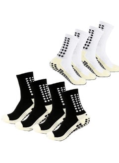 Buy Men's Anti-Slip Grip Soccer Socks Non-Slip Pads for Football, Basketball, Sports  4 Pairs in UAE