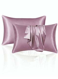 Buy 2 Pieces Soft and Smooth Satin Silk Pillowcase for Hair and Skin Health 51*102cm Breathable Bedding Pillowcase for Home Pink in Saudi Arabia