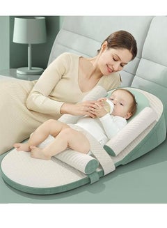 اشتري Baby Lounger  Travel Bed  Baby Sleeping Nest Ultra Soft, Anti Reflux Pillow, 0-30° Height Adjustable Relieves Vomiting Milk, Portable Durable and Washable(Green) في الامارات