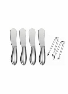 اشتري Spreader Knife Set, 6 Pack Cheese Butter Spreader Knives, and Mini Serving Tongs, Stainless Steel Multipurpose Butter Knives, Suitable for Home or Cake Shop في السعودية