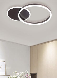 Buy Flush Mount Ceiling Light,37W 2 Rings Modern LED Ceiling Light Fixture,6500K White Light Metal Acrylic Ceiling Lamp for Living Room Bedroom Study in UAE