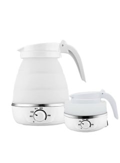 Buy Portable Collapsible Electric kettle Food Grade Silicone Hot Water Boiler Fast Boiling Travel Electric Water Kettle 600ml White in Saudi Arabia