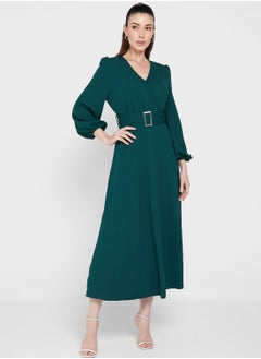 Buy Puff Sleeve Belted Dress in UAE