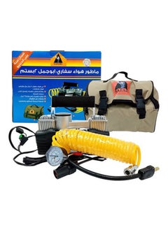 Buy Heavy duty 2-piston double cylinder car tire inflator and tire compressor with bag for easy carrying and storage. in Saudi Arabia