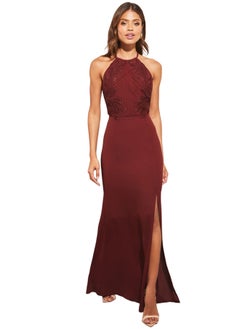 Buy Artwork Lace Halter Split Maxi Dress in Egypt