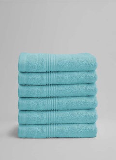 Buy 6 Pieces Face Towel by La'Marvel, Turquoise 550 GSM 100% Cotton Luxury Home Towels in Saudi Arabia