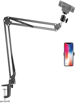 اشتري Overhead Desk Webcam Stand with Phone Holder,Suspension Scissor Arm Stand Compatible for Logitech Brio 4K C922X C930e C930 C920 C615,Gopro 7/6/5/4,Cellphones في مصر