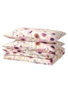 Buy Duvet Cover And 2 Pillowcases Multicolour And Floral Pattern 240X220 And 50X80 Cm in Saudi Arabia