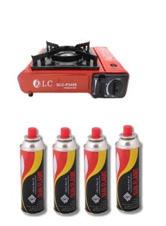Buy 4-Piece Portable Camping Gas Stove With Butane Gas Cartridge Set in Saudi Arabia