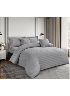 Buy 6-piece striped hotel bed comforter set, king size, 240x220 cm in Saudi Arabia