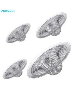 Buy 4 PCS Stainless Steel Kitchen Sink Strainer, Bathroom Drain Hair Catcher Strainer Basket for Kitchen Sink Bathroom Bathtub Wash Basin Floor Drain Balcony Drain Hole, Size 11, 9, 7, 5.5 cm in UAE