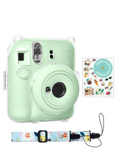 اشتري Stylish Clear Case for Fujifilm Instax Mini 12 / Polaroid Mini 12 Instant Camera, Featuring Back Photo Pocket, Shoulder Strap, and Decorative Stickers. في السعودية