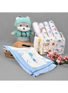 اشتري Organic Muslin New Born Baby Gift Set Blue White 10 Items في الامارات