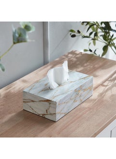 Buy Armaya Marble Print Tissue Box Holder 23.5 x 14 x 7.5 cm in Saudi Arabia