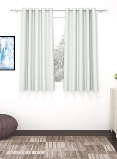 Buy Story@Home Blackout Curtain, Superior Faux Silk Plain Solid 2 Piece Window Curtains,5 Feet,Grey in UAE